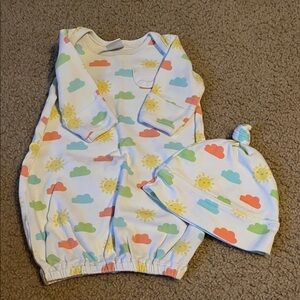 Gymboree White Gown with Colorful Clouds and Suns